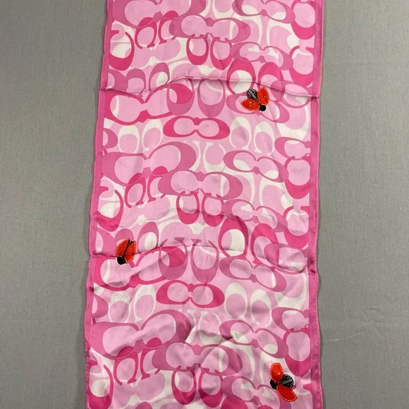 Coach Scarf 100% Silk Made in Japan Interlocking Cs with Ladybugs - Picture 7 of 16